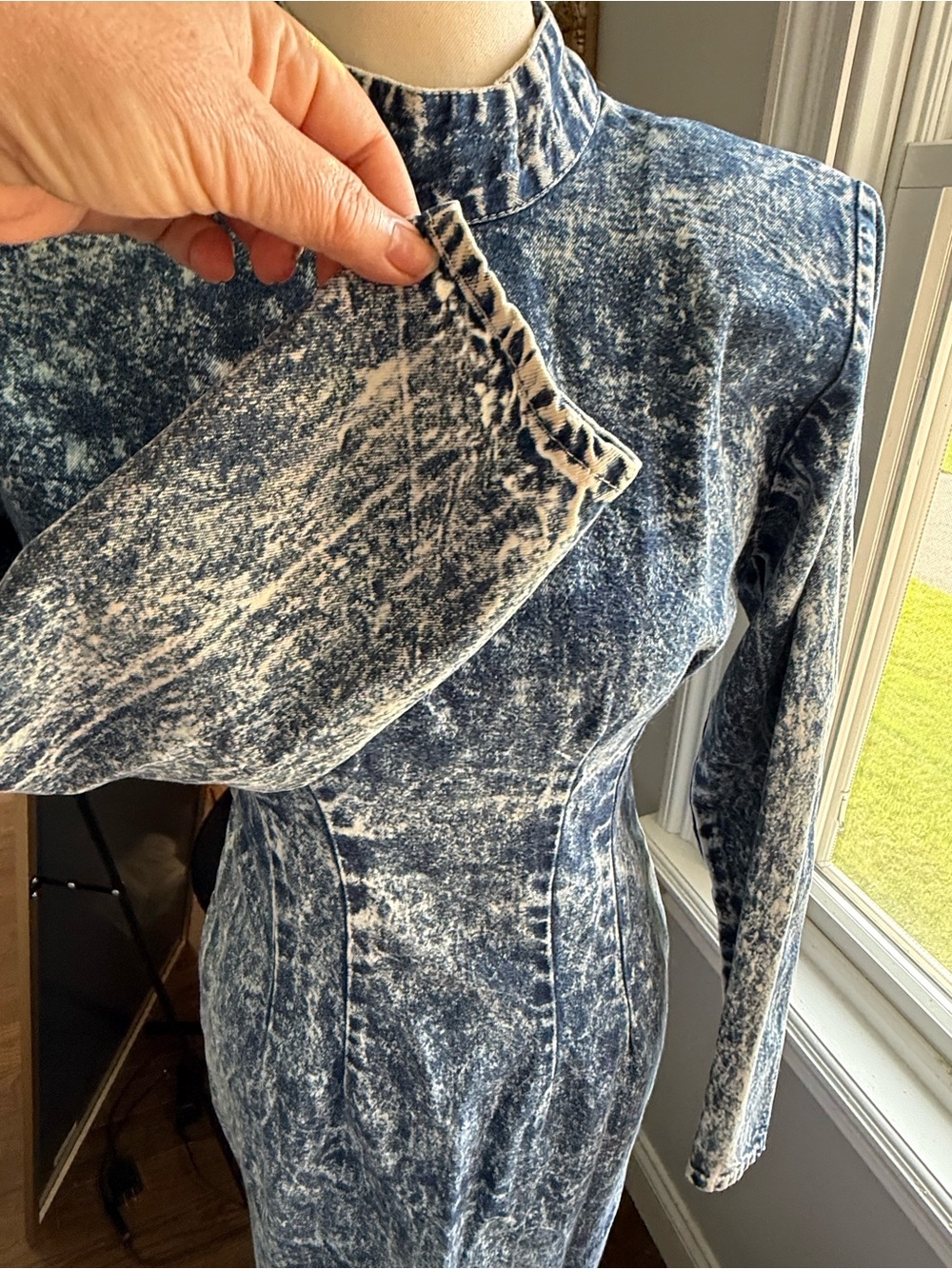 Vintage Mara Jjrs Of California Acid-Wash Blue High-Neck Denim Dress Size 5 View 6